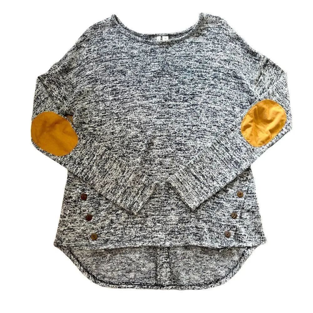 CATO Gray Heathered Knit Long Sleeve Top MEDIUM